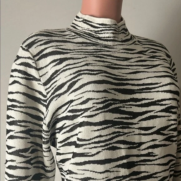 Bold Elements Sweater Dress Womens Black White Zebra Print Long Sleeve Sz XXL - Picture 5 of 14
